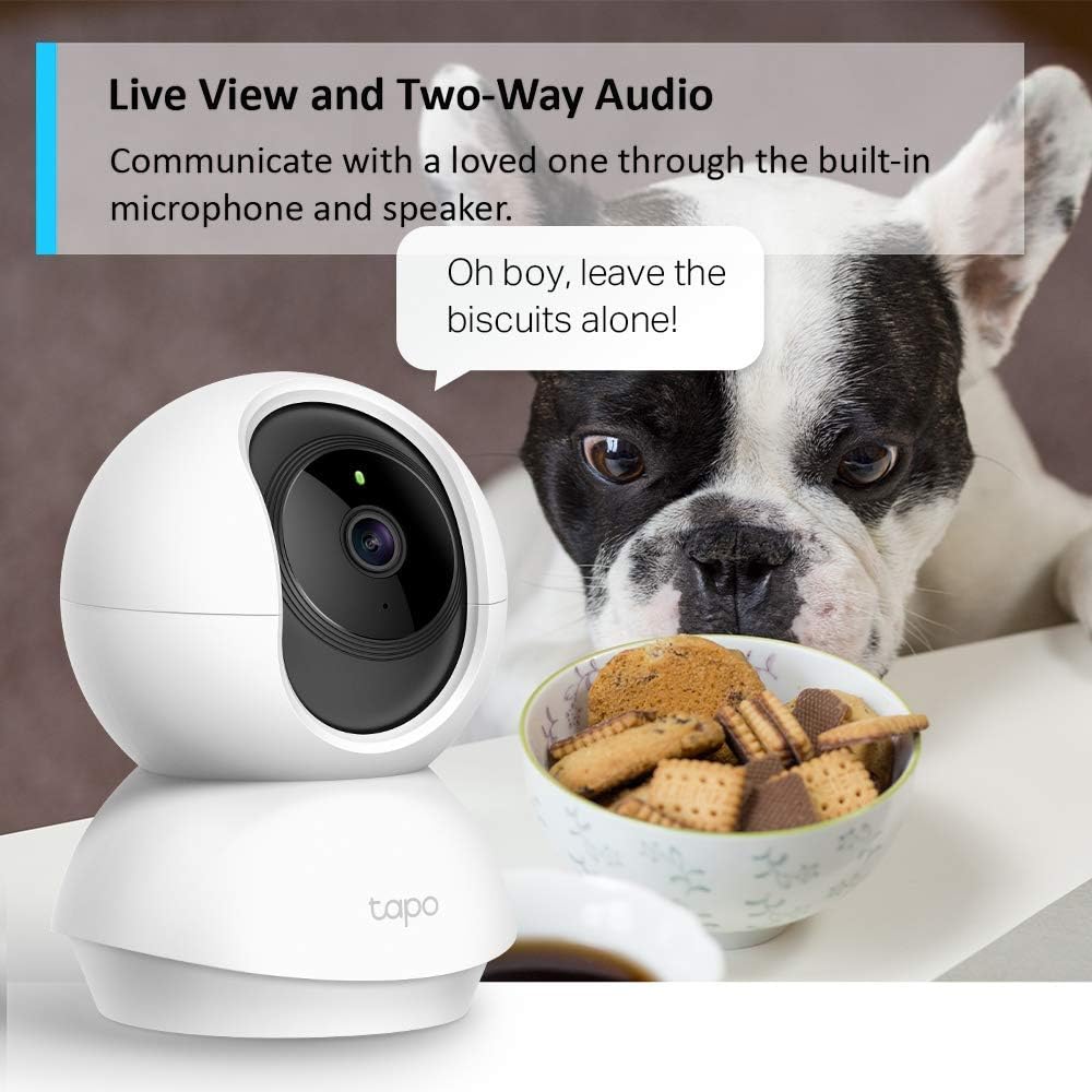 TP-Link Tapo Pan/Tilt Smart Security Camera, Indoor CCTV, 360 Rotational Views, Works with Alexa&Google Home, No Hub Required, 1080p, 2-Way Audio, Night Vision, SD Storage, Device Sharing (TC70)