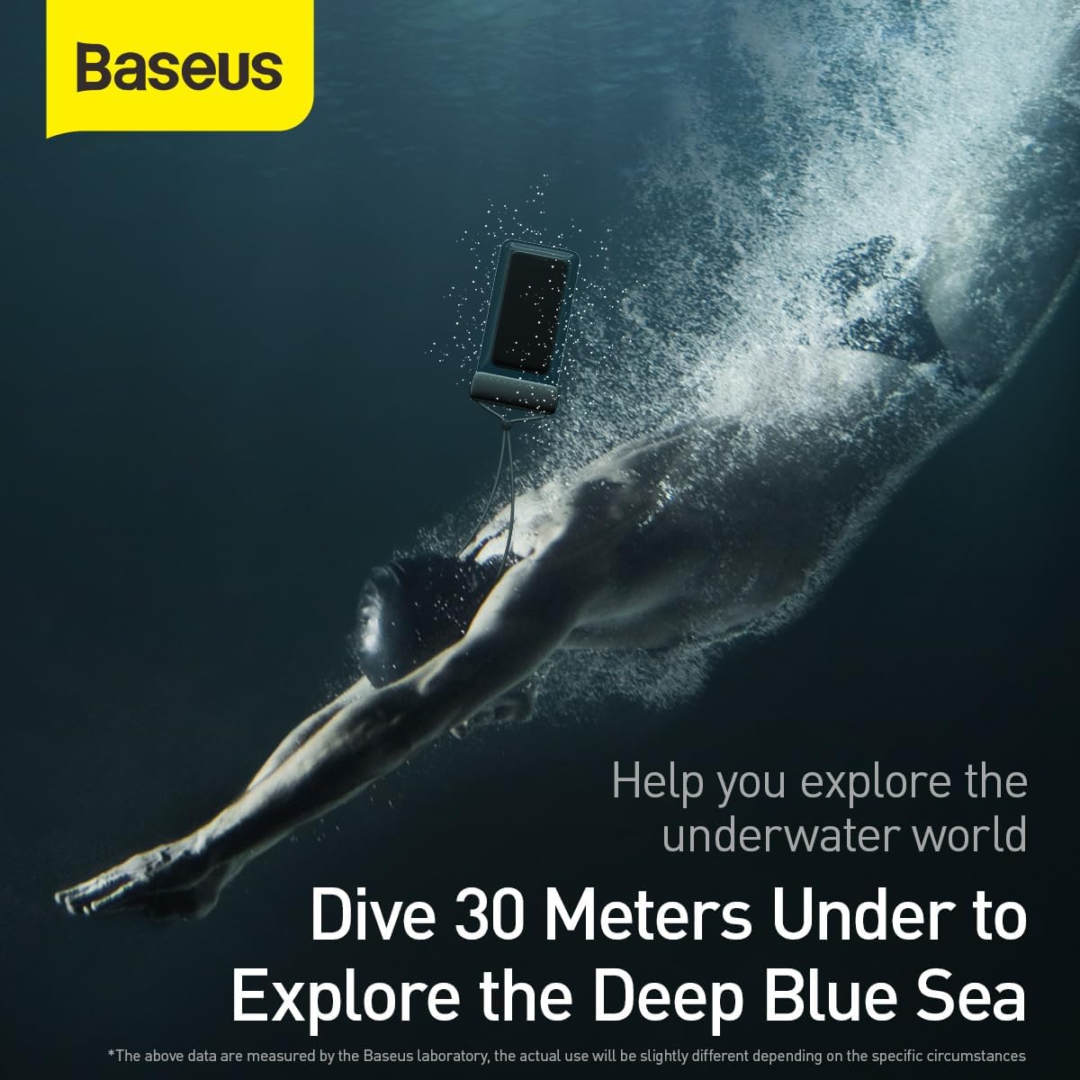 Baseus AquaGlide Waterproof Phone Case, 30M Waterproof Phone Pouch Waterproof Cell Phone Case Fit for Big Phones up to 7.2'' — Slide Lock(AG) — Black