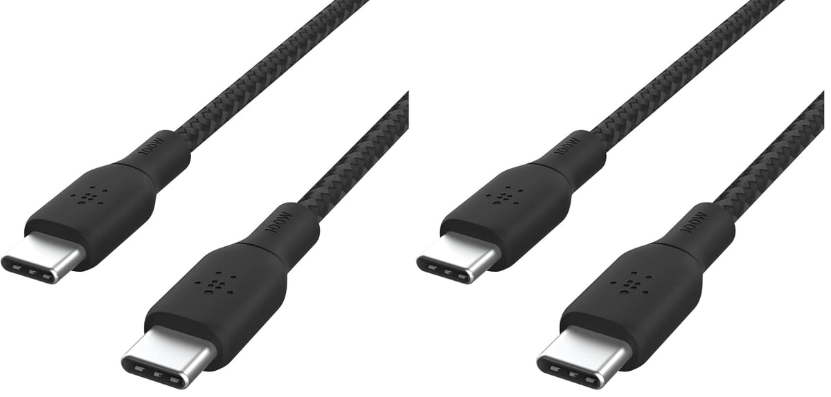 Belkin USB Type C to C Cable, 100W Power Delivery USB-IF Certified 2.0 USB C Charger Cable with Double Braided Nylon Exterior for iPhone 16, 15, iPad, MacBook, Galaxy, Pixel and More -2 m, black