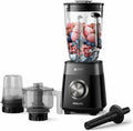 Philips Blender 1200W, 2L Glass Jar, With Chopper & Mill, 3 Speeds + Pulse — Black