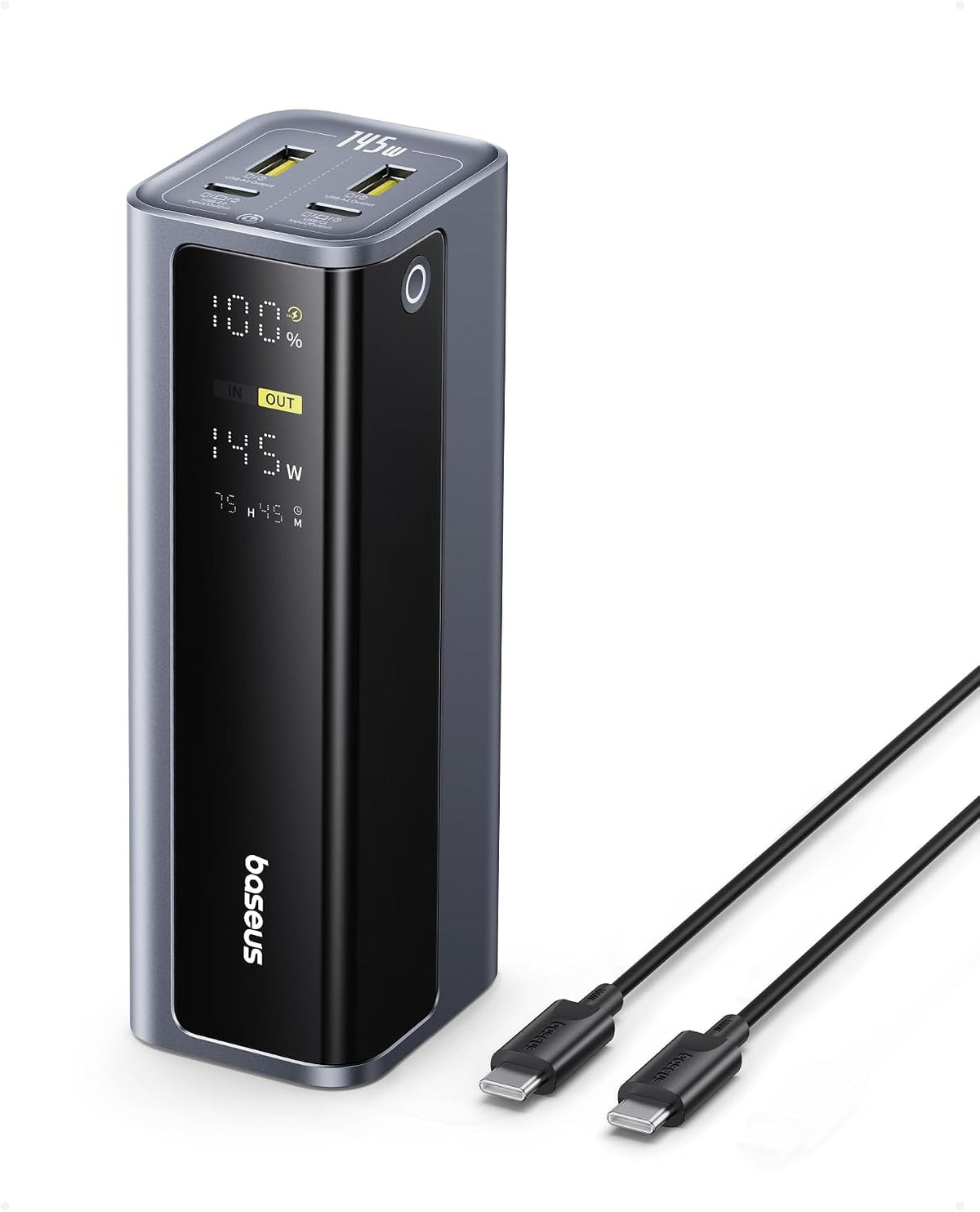Baseus EnerGeek Laptop Powerbank 145W 20800mAh External Battery with 2 x USB-C PD 3.0 100W Max Fast Charge — Black