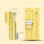 Philips One by Sonicare Battery Toothbrush, Mango Yellow, HY1100/02, 2 Piece Set — Mango Yellow (Middle-East)