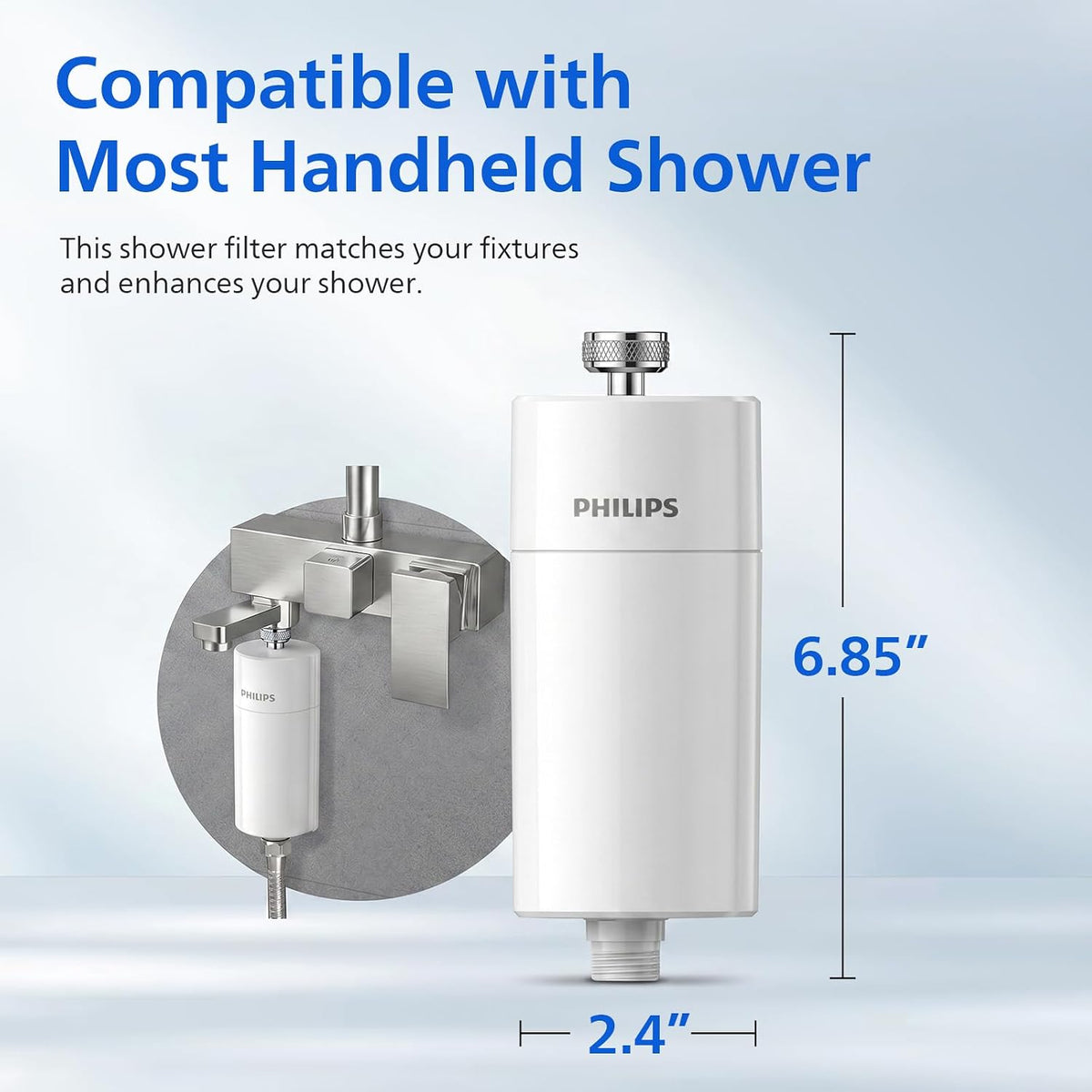Philips Water AWP1775 - In-Line Shower Filter - Reduces Chlorine by up to 99 Percent I Easy to Install I Fits all UK and Eire Shower hoses and taps I HIGH WATER FLOW I CONVENIENT AND EASY I White — White