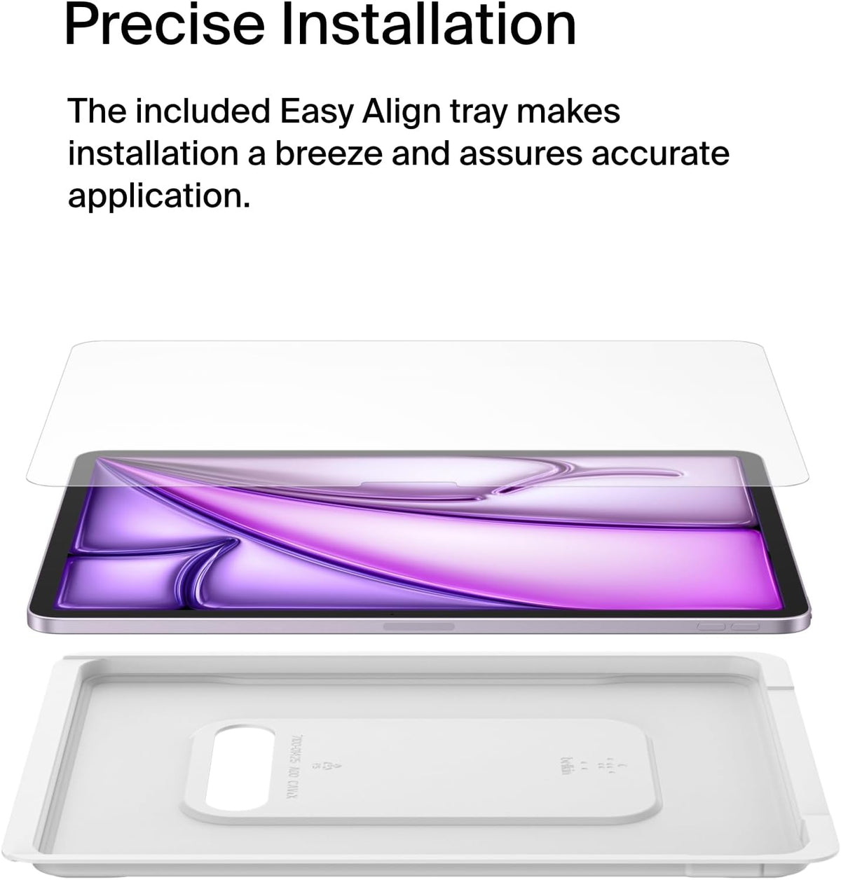 Belkin ScreenForce TemperedGlass screen protector for iPad Air 13-inch, 9H hardness rating tempered glass, 0.33mm thin, scratch-resistant with easy installation, compatible with case and Apple Pencil