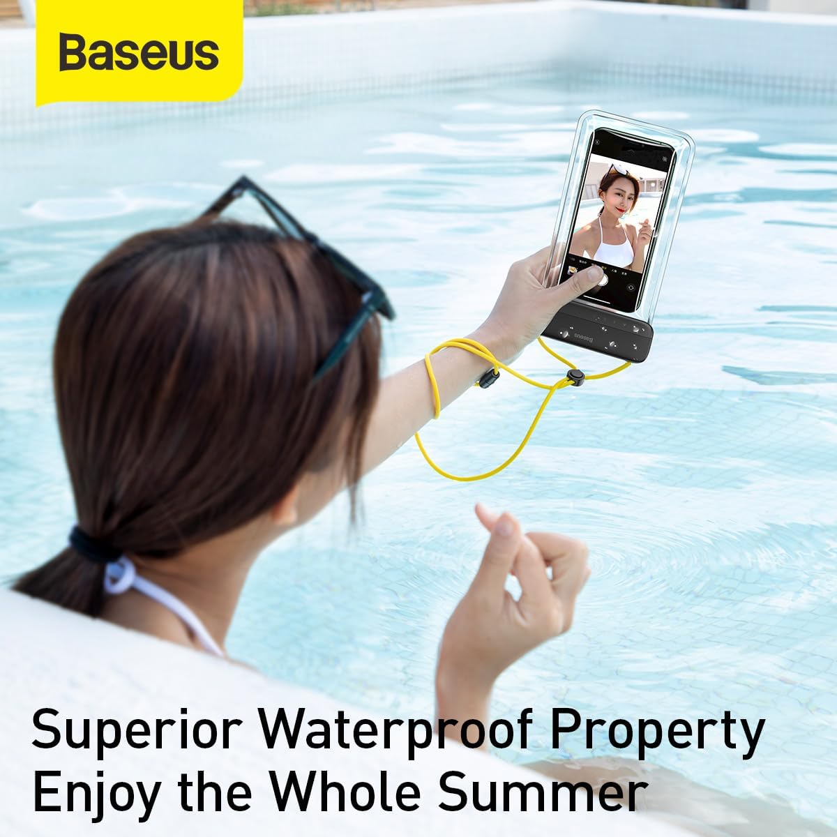 Baseus AquaGlide Waterproof Phone Case, 30M Waterproof Phone Pouch Waterproof Cell Phone Case Fit for Big Phones up to 7.2'' — Slide Lock(AG) — Black
