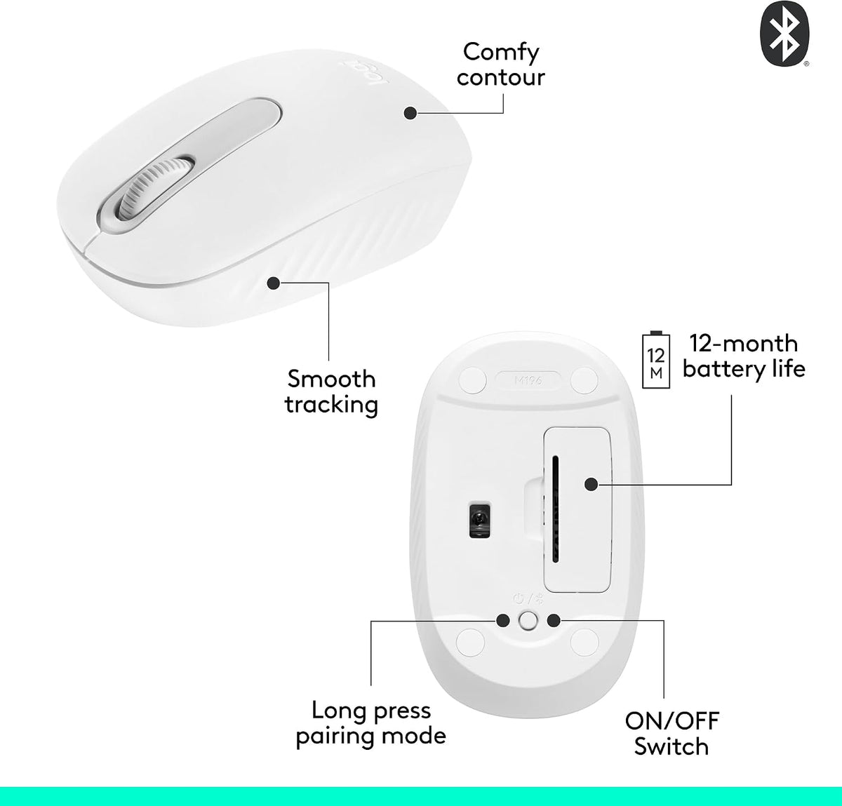 Logitech M196 Wireless Mouse — Off White