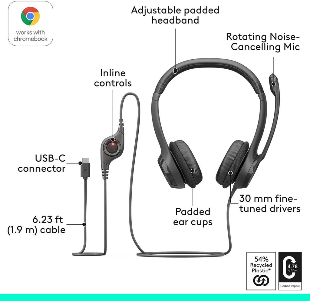 Logitech H390 USB-C Headset — Black