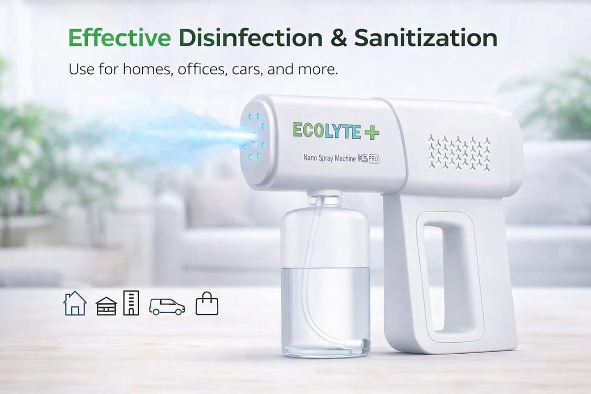 ECOLYTE+ Nano Spray Disinfectant Mist Gun, Handheld Rechargeable Blue Light Atomization Disinfection for Home, Office, School or Garden (380ml) — additional view 2