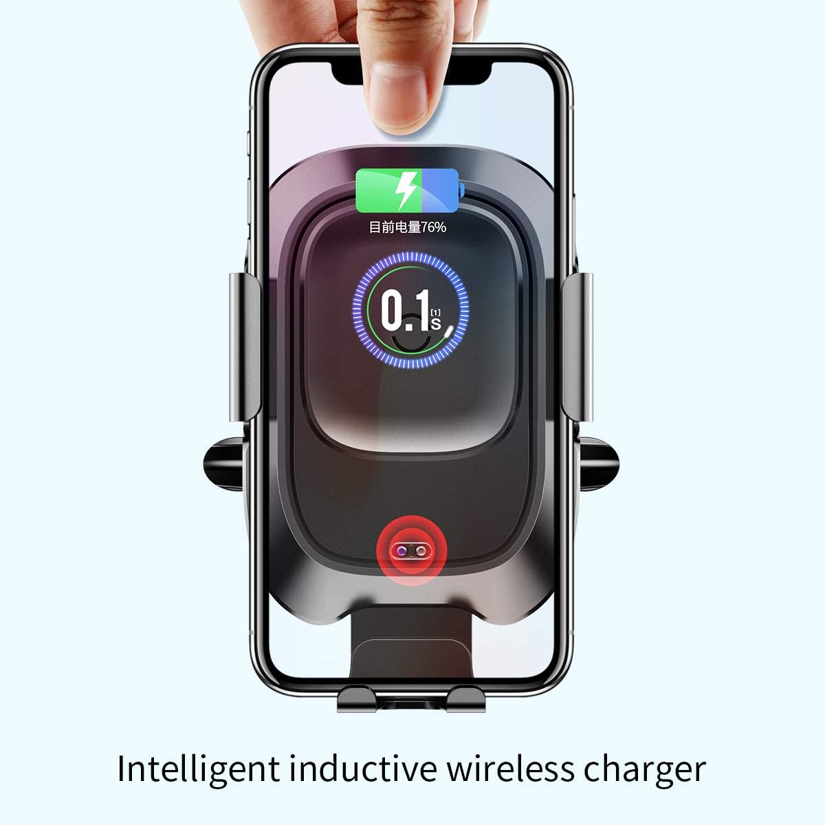 Baseus Car Wireless Charger Mount Air Vent Holder Stand Smart Vehicle Bracket Automatic Clamping — Black