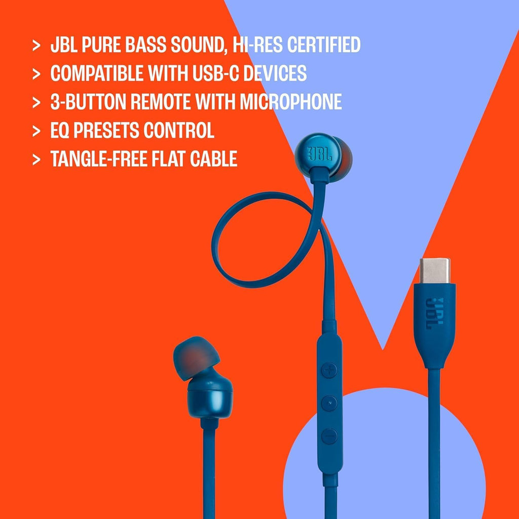JBL Tune 310C USB-C Wired In-Ear Headphones — Red