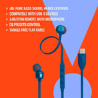 JBL Tune 310C USB-C Wired In-Ear Headphones — Red