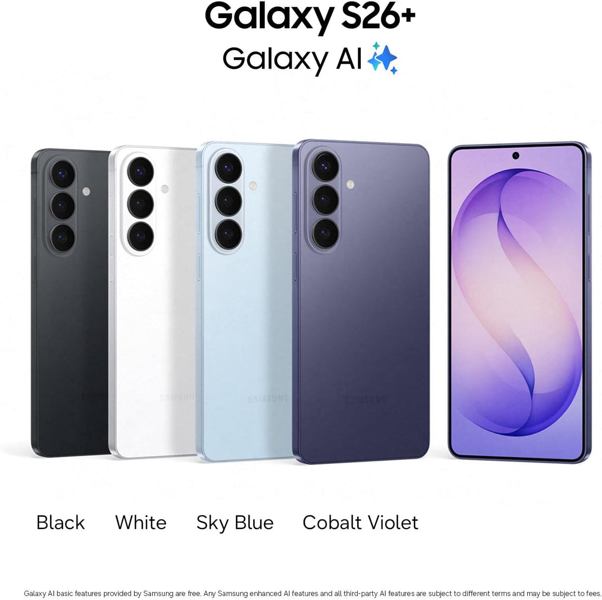 Samsung Galaxy S26+, Unlocked Android Smartphone, 256GB, Powerful Processor, Galaxy AI, Immersive Viewing, Durable Battery, 2026, International Version, Black