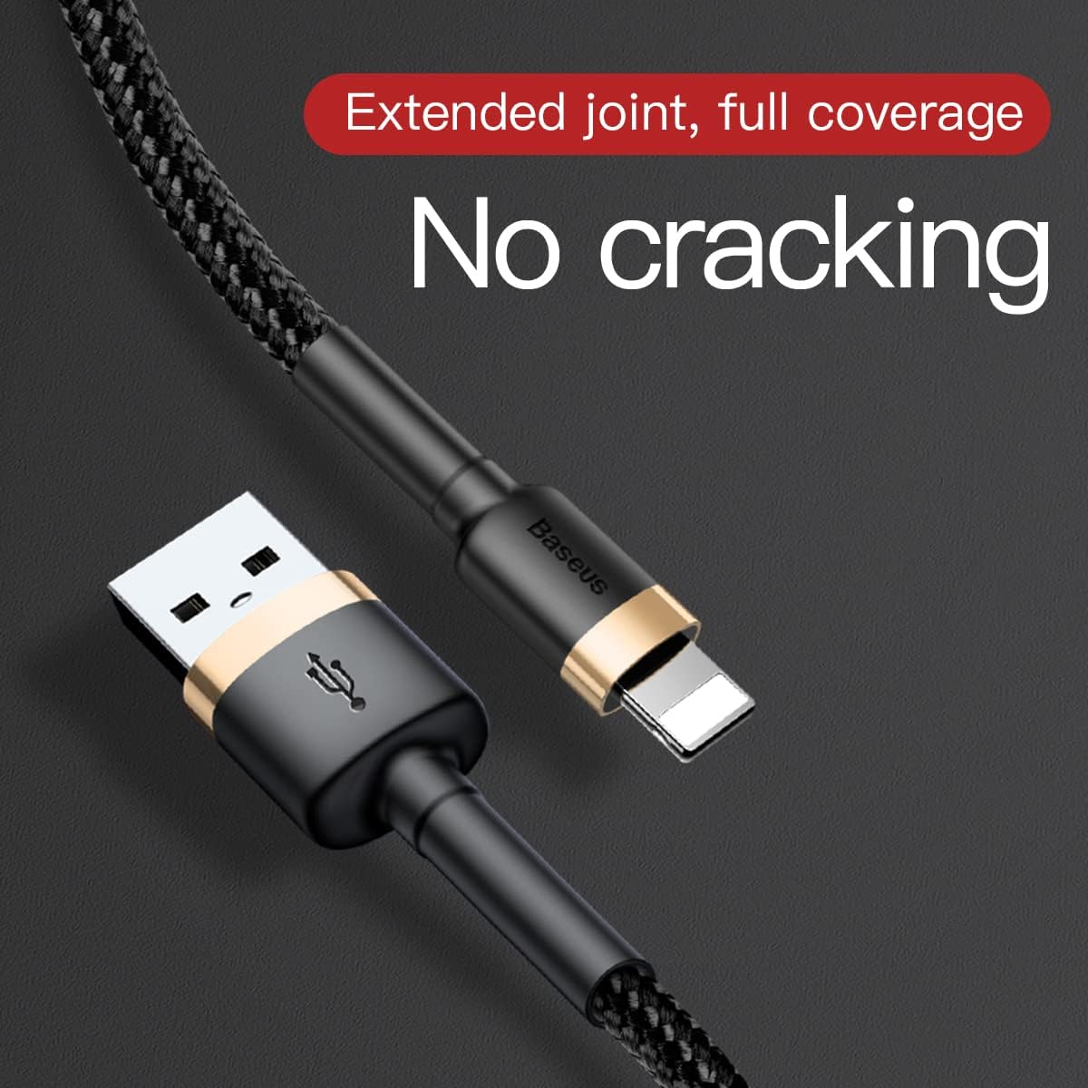 Baseus USB to Lightning Charging Cable iPhone 14 Pro Max Cafule Nylon Braided High-Density Quick Charge — 1 Meter / 2.4 A