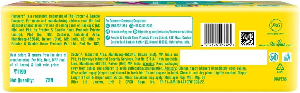 Pampers Active Baby New Born Diapers (72 Count)
