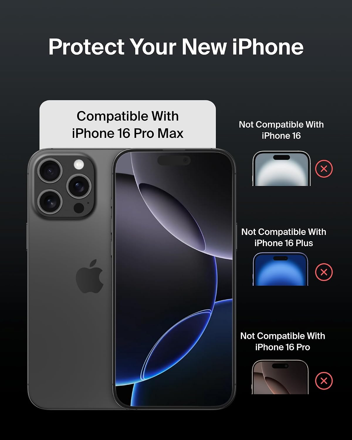 Belkin ScreenForce InvisiGlass iPhone 16 Pro Max Privacy Screen Protector, scratch-resistant impact protection, easy align tray for bubble free application, recycled glass for iPhone 16 Pro Max