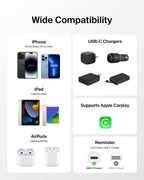 Belkin 2-Pack Braided USB-C Cable with Lightning Connector 5ft - Soft, Flexible Fast-Charging Cable, Lightning Charger Cord for iPhone 14 & Earlier Series, iPad 9th Gen, & AirPods - White