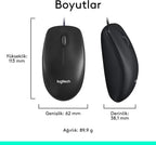 Logitech M100 Wired Mouse — Black