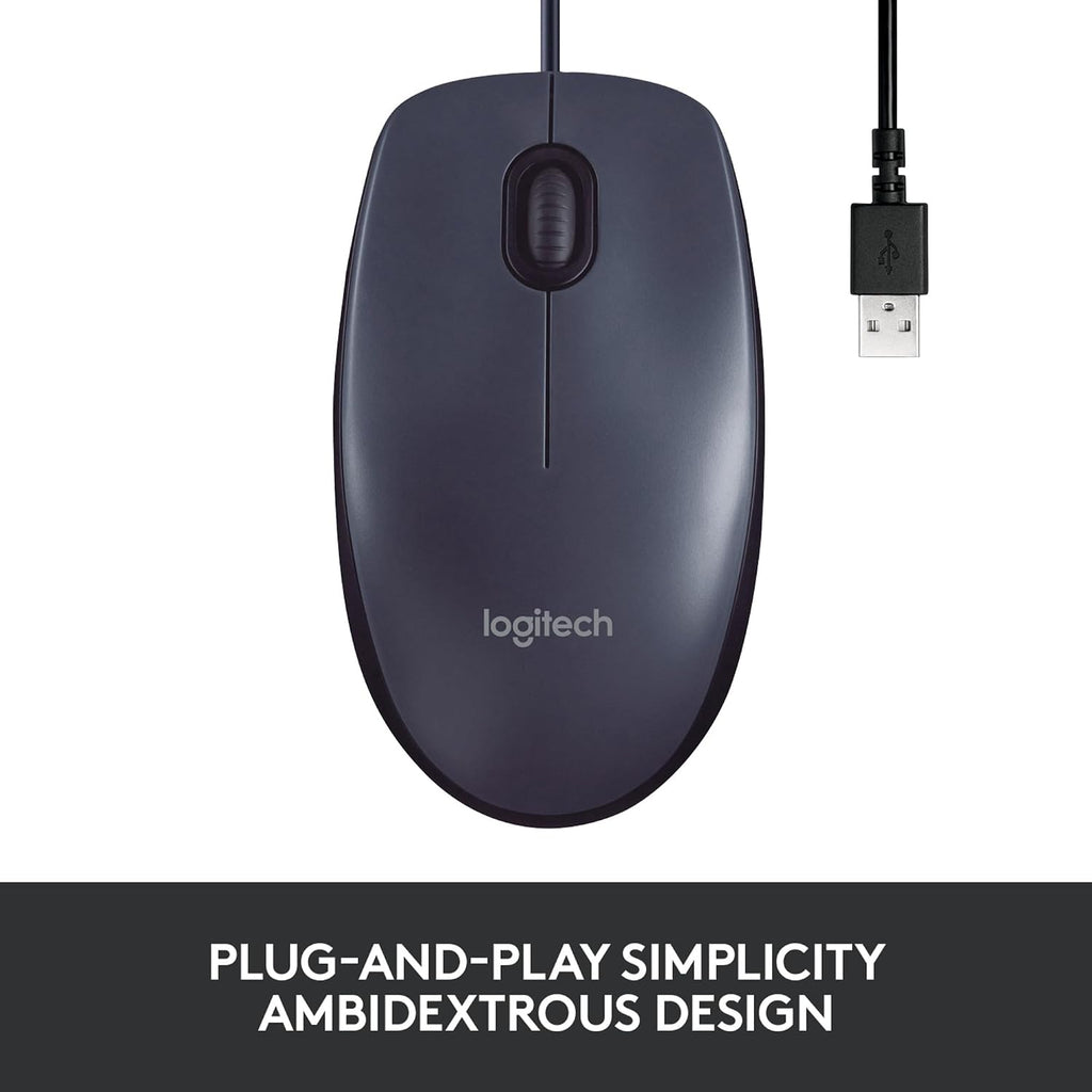 Logitech B100 Wired Mouse — Black