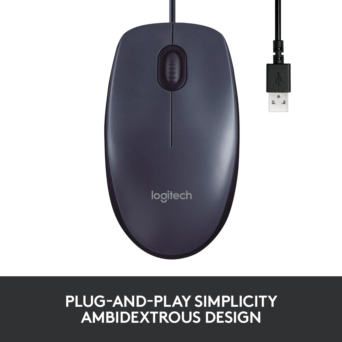 Logitech B100 Wired Mouse — Black