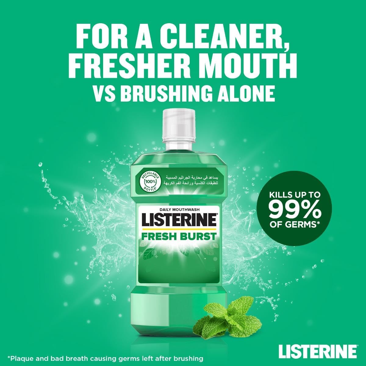 Listerine Fresh Burst Antibacterial Mouthwash, 250 ml — additional product view 3