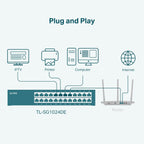 TP-Link TL-SG1024DE 24-Port Gigabit Unmanaged Pro Switch (Plug&Play, Gigabit Ports, Metallgehäuse, VLAN, QoS, Lifetime warranty)