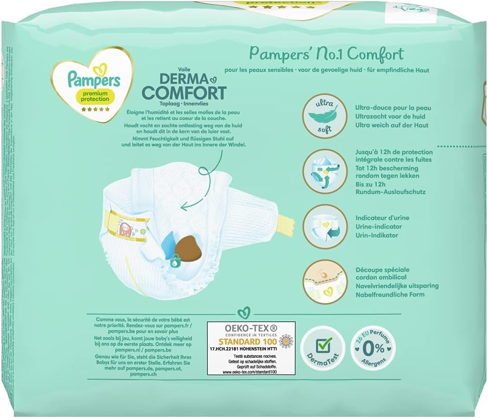 Pampers - Premium Protection Size 0, Diapers for Babies <3kg - 24 Pieces