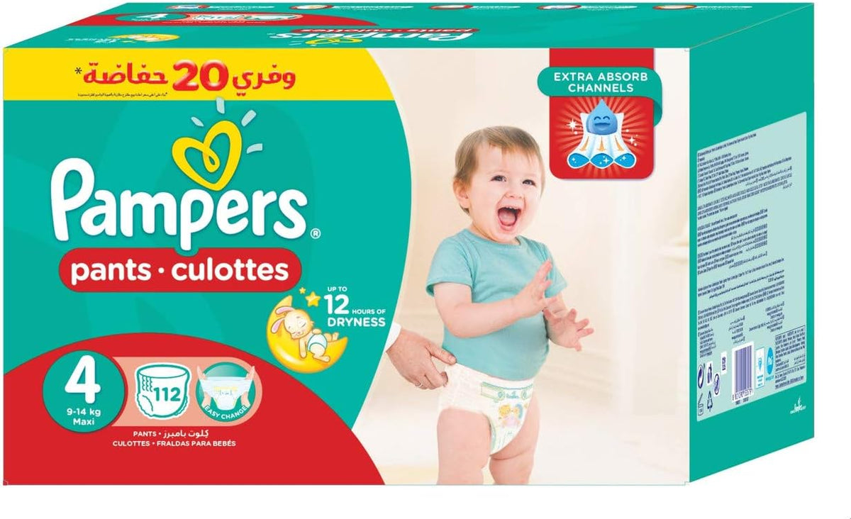 Pampers Pants Diapers, Size 4, 9-14 Kg, 112 Diapers, Promo Box