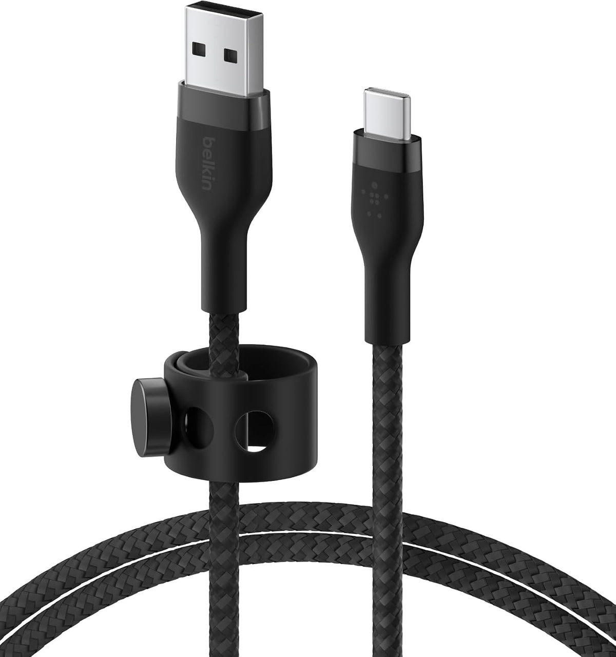 Belkin BoostCharge Pro Flex Braided USB Type C to A Cable (2M/6.6FT), USB USB-IF Certified USB-C Fast Charging Cable for iPad Pro, Galaxy S22, S21, Ultra, Plus, Note 20, Pixel, and More - Black