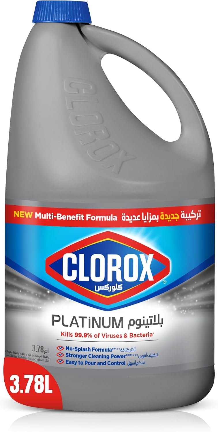 Clorox Platinum Bleach 3.78L, Upgrade Your Clean With A New Multi-Benefit, No Splash Thick Bleach Liquid Formula — front product image