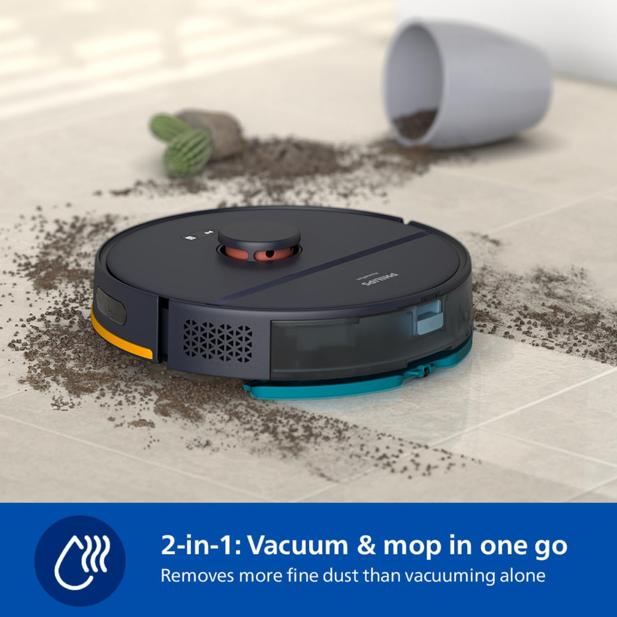 Philips Vacuum & Mop Robot With Station, 6000Pa Suction, 120 Min Runtime — Midnight Blue