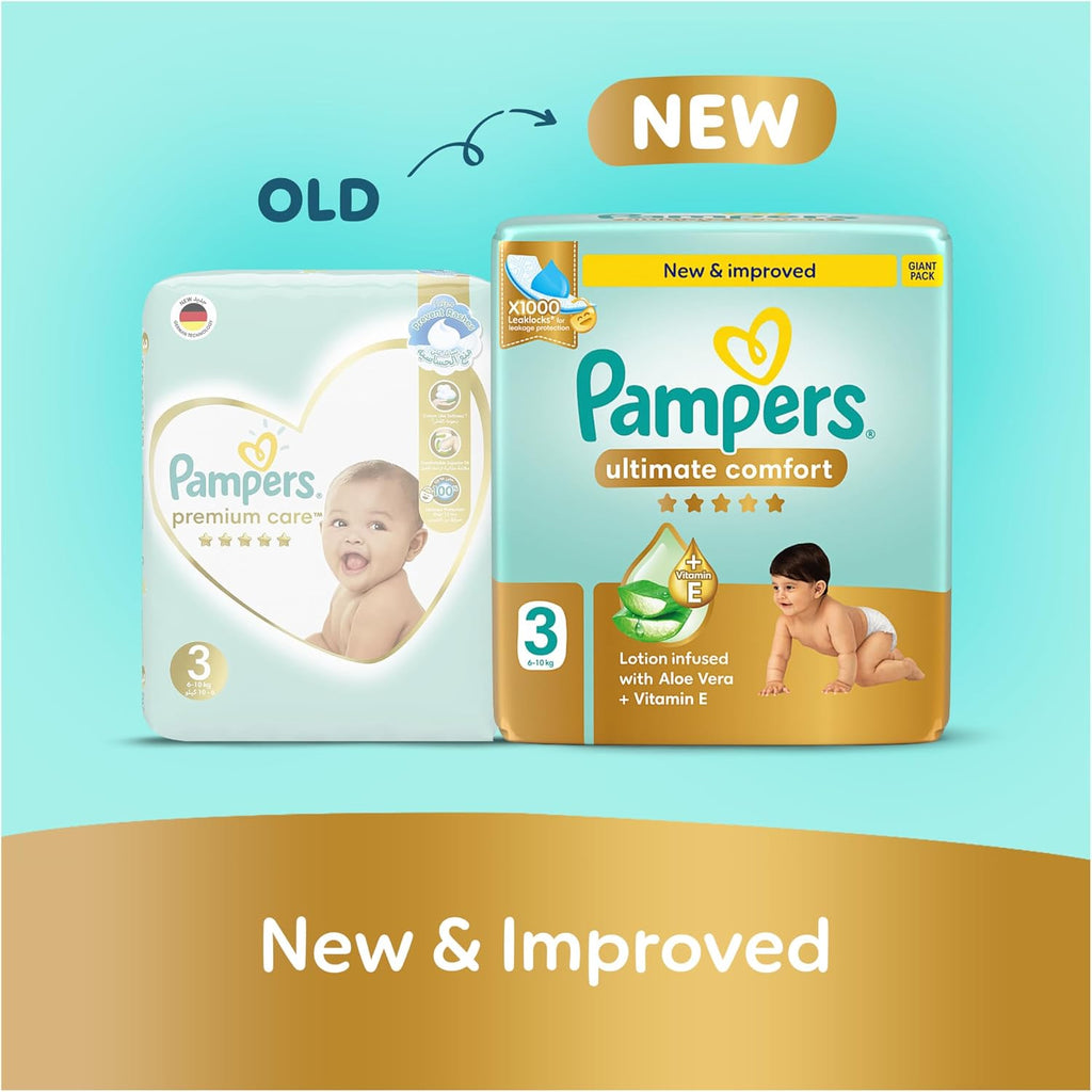 Pampers Ultimate Comfort Premium Taped Diapers 6-10kg Size 3 GP 168 Count
