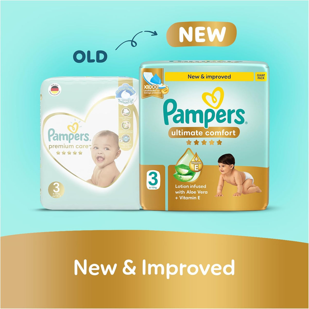Pampers Ultimate Comfort Premium Taped Diapers 6-10kg Size 3 GP 168 Count
