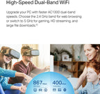 TP-Link USB WiFi Adapter, AC1300Mbps Dual Band 5dBi High Gain Antenna 2.4GHz/ 5GHz Wireless Network Adapter for Desktop PC (Archer T4U Plus)- Supports Windows 11/10, Mac OS 10.9-10.14