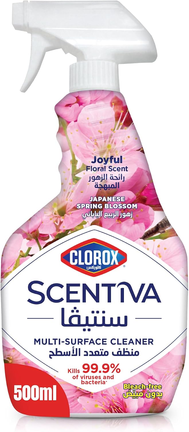 Clorox Scentiva Multi Surface Spray Cleaner 500ml, Japanese Spring Blossom, Bleach Free, Kills 99.9% of Viruses and Bacteria — front product image