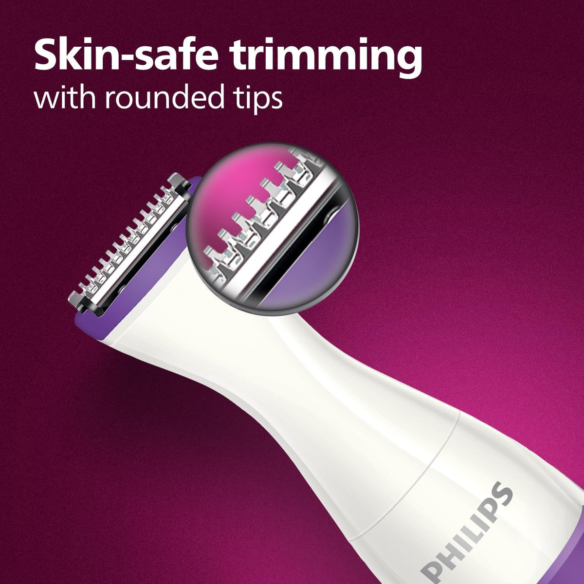 Philips Essential Bikini Trimmer. Trim. Shave & Style. Mini Shaving Head Included. Portable. Battery, Brt38315., Whitepurple — Purple/White