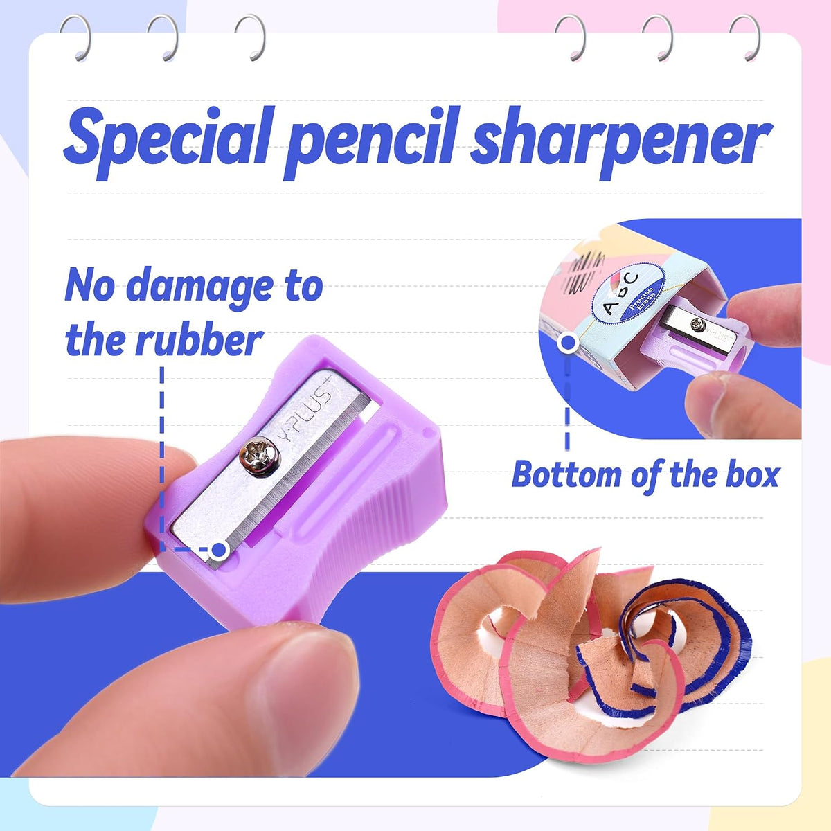 YPLUS Eraser Pens with Sharpener — 3 Pieces — Blue
