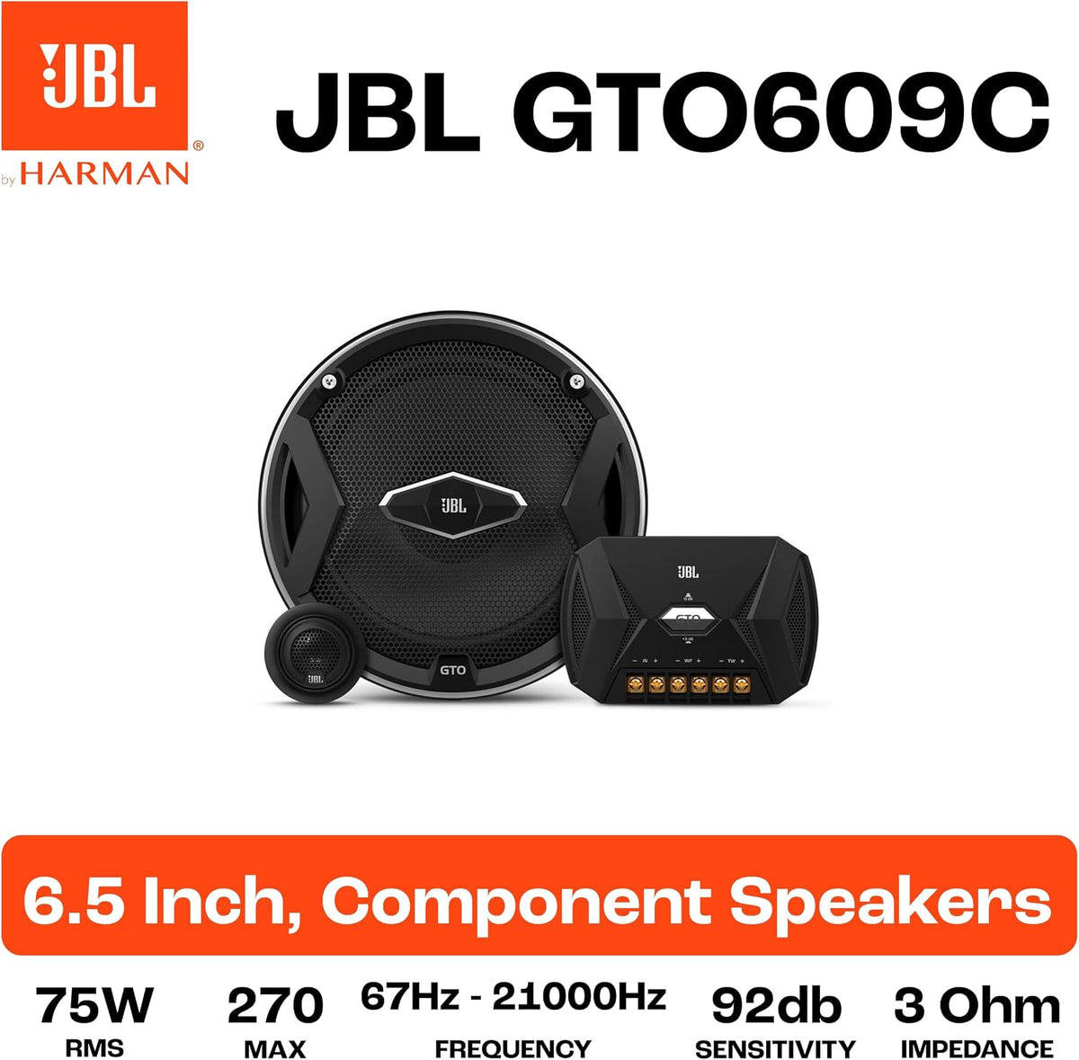 JBL GTO609C 6.5-Inch Component Car Speaker System — Black