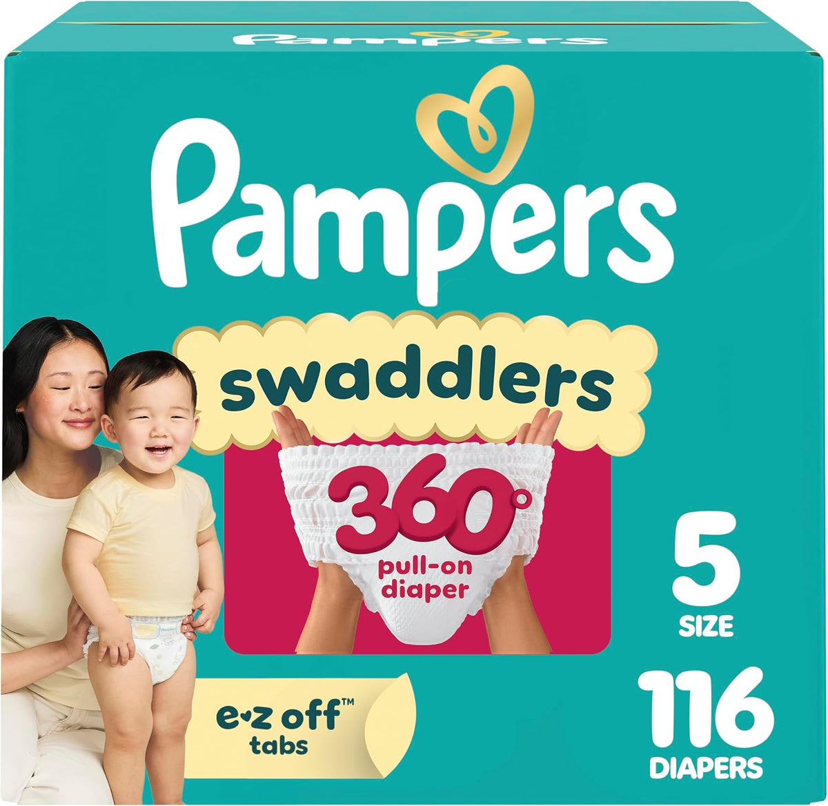 Pampers Swaddlers 360 Diapers Size 5, One Month Supply (116 Count)