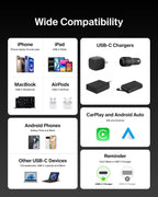 Belkin 2-Pack Braided USB-C to USB-C Cable 5ft 240W - Soft, Flexible Fast-Charging Cable, Type C Charger Cord for iPhone 17 & 16 Series, Galaxy S25, Pixel 10, iPad Pro, & More - Black