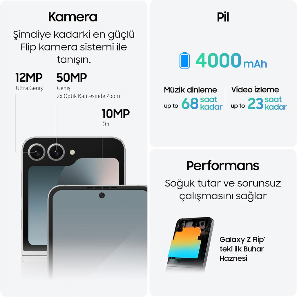 SAMSUNG Galaxy Z Flip6, 12GB RAM, 256GB Storage, Mint, 50MP Camera, 1 year Seller Warranty (International Version)
