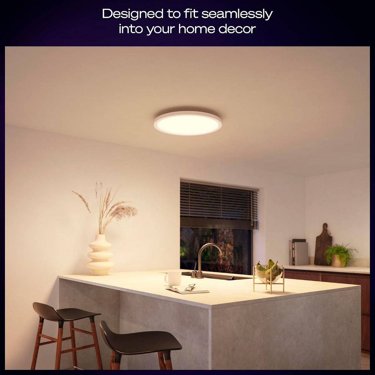 Philips Hue Devote Smart LED Panel, White and Color Ambiance, Round 43 cm, 23 W, 2900 Lumens, White Frame for Indoor Lighting, Ceiling, Living Room, Kitchen, Hallway. — white