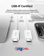 Belkin 2-Pack Braided USB-C to USB-C Cable 5ft 240W - Soft, Flexible Fast-Charging Cable, Type C Charger Cord for iPhone 17 & 16 Series, Galaxy S25, Pixel 10, iPad Pro, & More - White