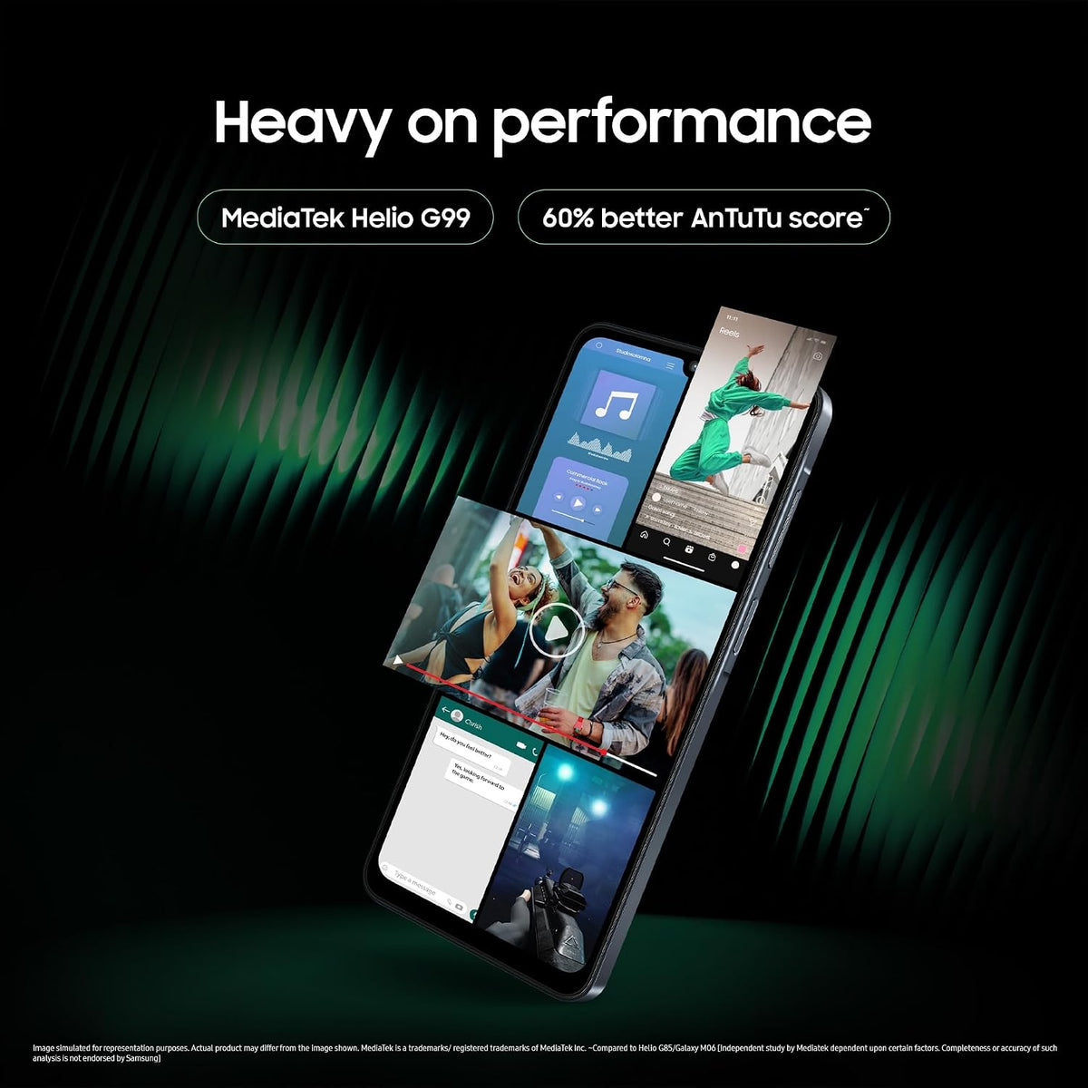 Samsung Galaxy M07 (Black, 4GB RAM, 64GB Storage) | MediaTek Helio G99 | IP54 Rating | 50MP Auto Focus Camera | 7.6mm Slim | 5000mAh Battery| 25W Fast Charging | 6 Gen of OS Upgrades | Without Charger