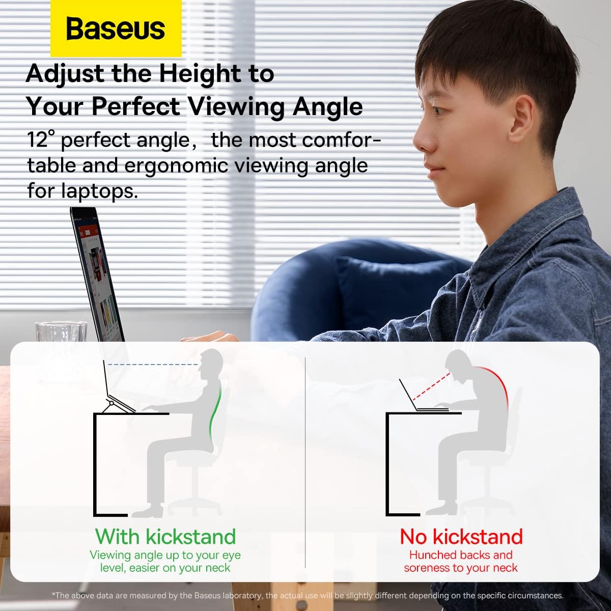 Baseus Laptop Stand Adjustable Angles, Computer Keyboard Stand for Desk, Laptop Feet — Grey