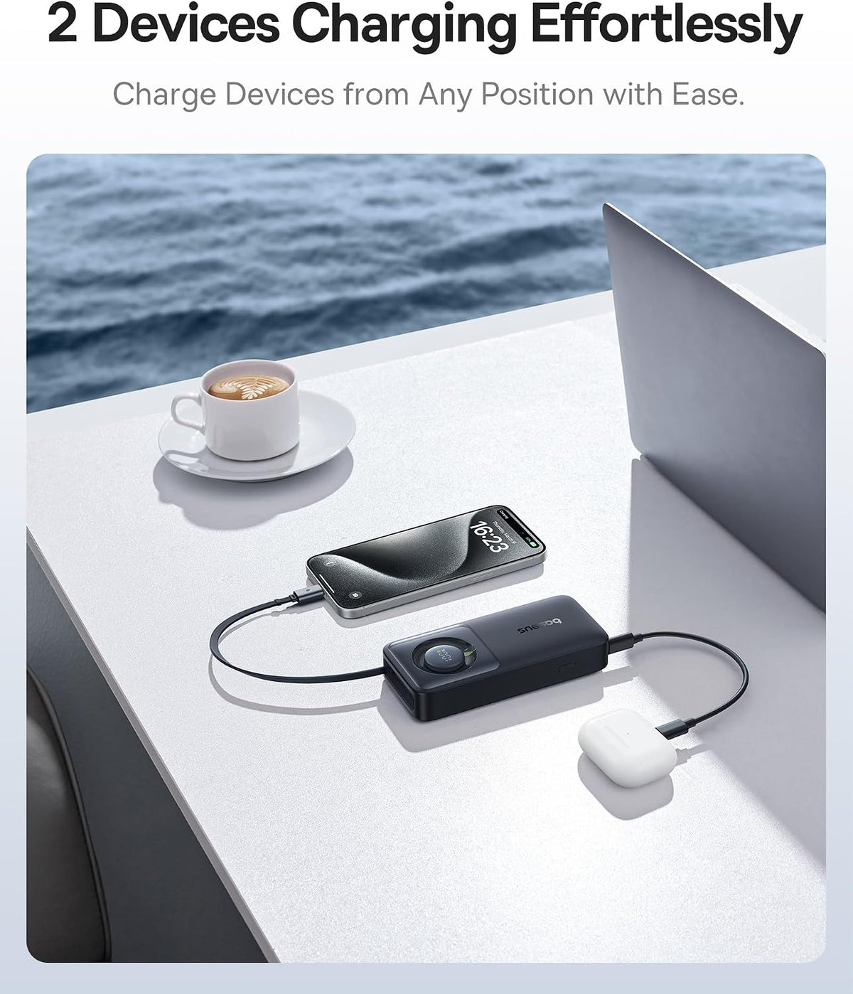 Baseus Free2Pull Power Bank 10000mAh 30W with Retractable USB-C Cable — Black