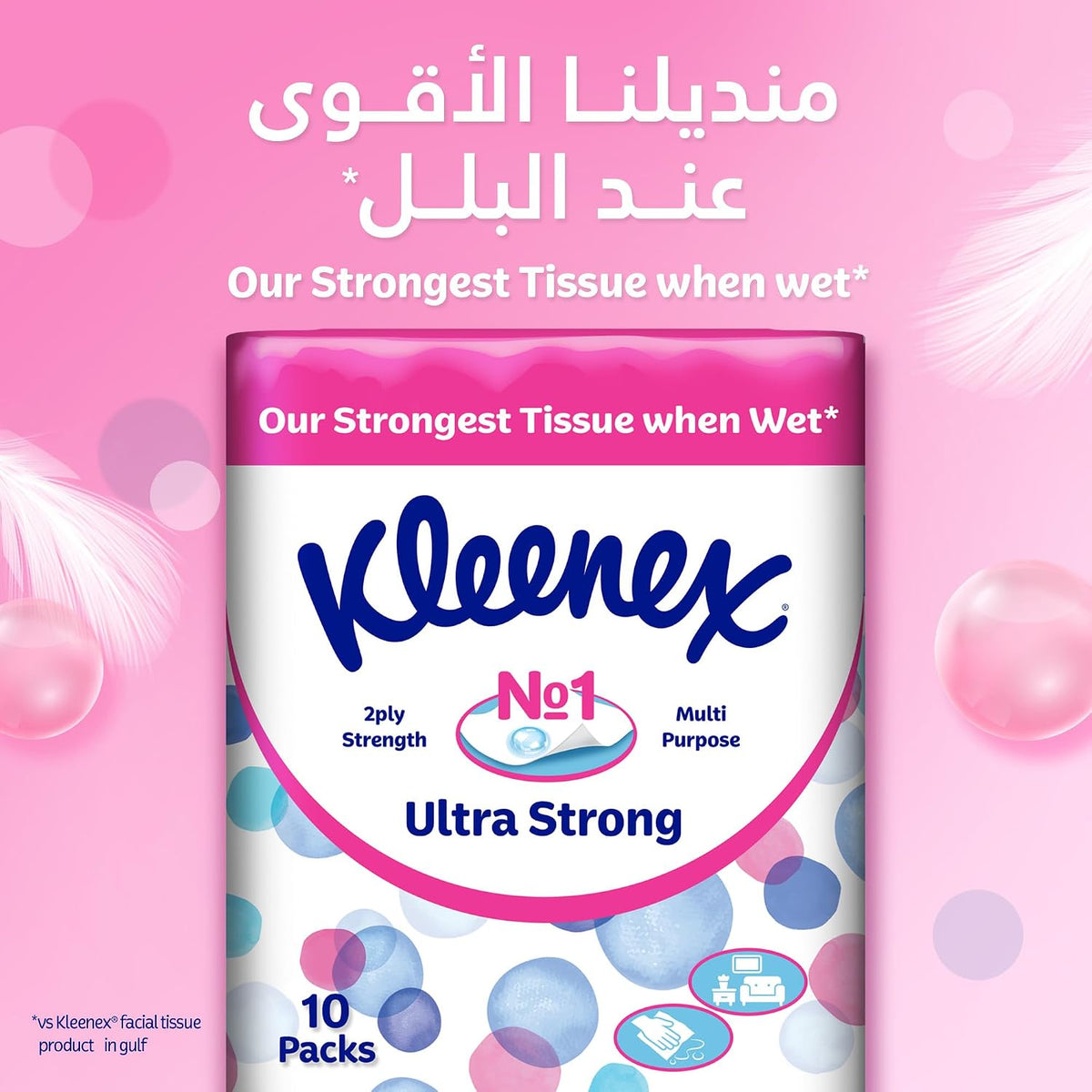 Kleenex Ultra Strong Facial Tissue, 2 PLY, 10 Soft Packs x 114 Sheets, Strong Multi Purpose Tissue — additional view 3