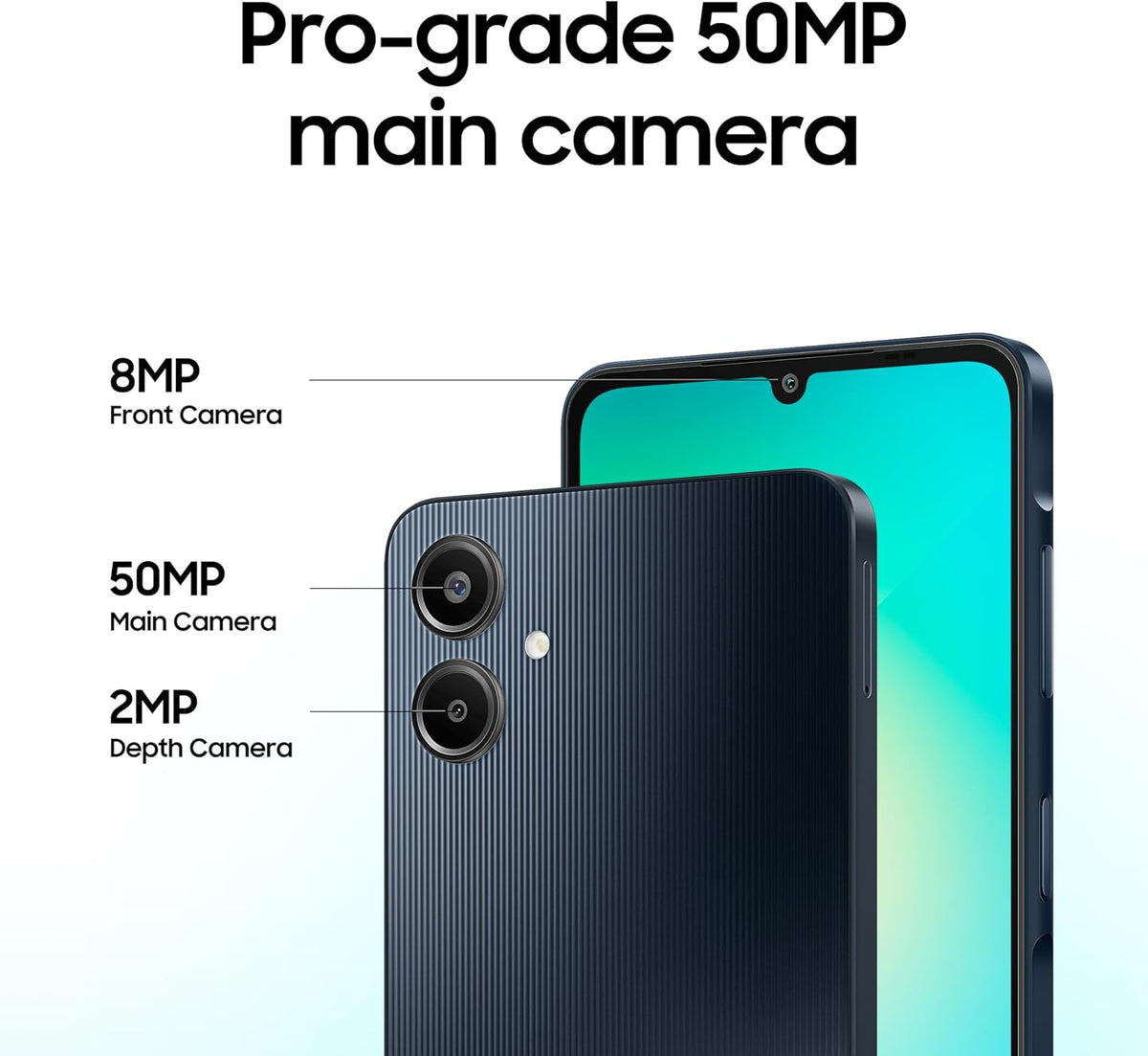 Samsung Galaxy A06 LTE (Black, 4GB RAM, 64GB Storage) | 50MP Dual Camera | 4 Gen OS Upgrades | IP54 Rating | Voice Focus | International Version