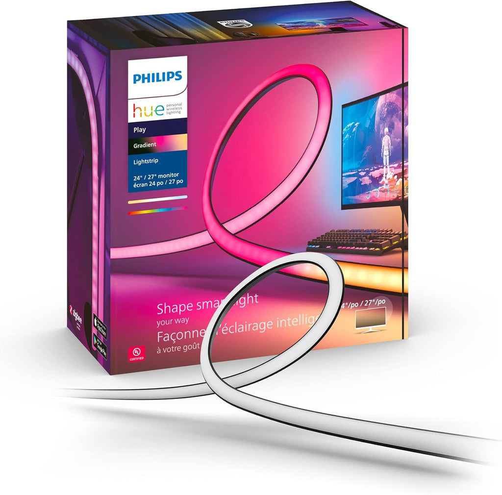 Philips Hue Play Gradient PC Lightstrip [for 24-27 Inch Screens] LED Smart Lighting. Sync for Entertainment, Gaming and Media — Colour