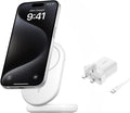 Belkin Fast Charge MagSafe Charger, Magnetic Foldable Wireless Charging Stand 15W, MagSafe-Compatible Portable Fast Charger for Qi2, iPhone 16, 15 & 14 Series, Standy Mode Ready, PSU Included - White