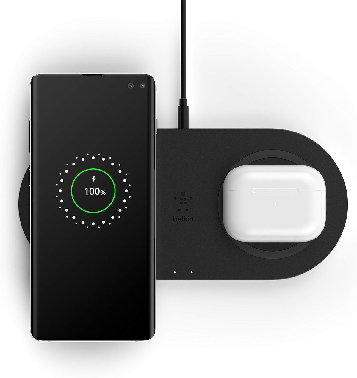 Belkin Quick Charge Dual Wireless Charging Pad - 10W Qi-Certified Charger Pad for iPhone, Samsung, Apple Airpods & More - Charge While Listening to Music, Streaming Videos, & Video Calls - Black
